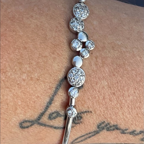 Silver cubic zirconia bangle cz bracelet gemstone new - Picture 4 of 7